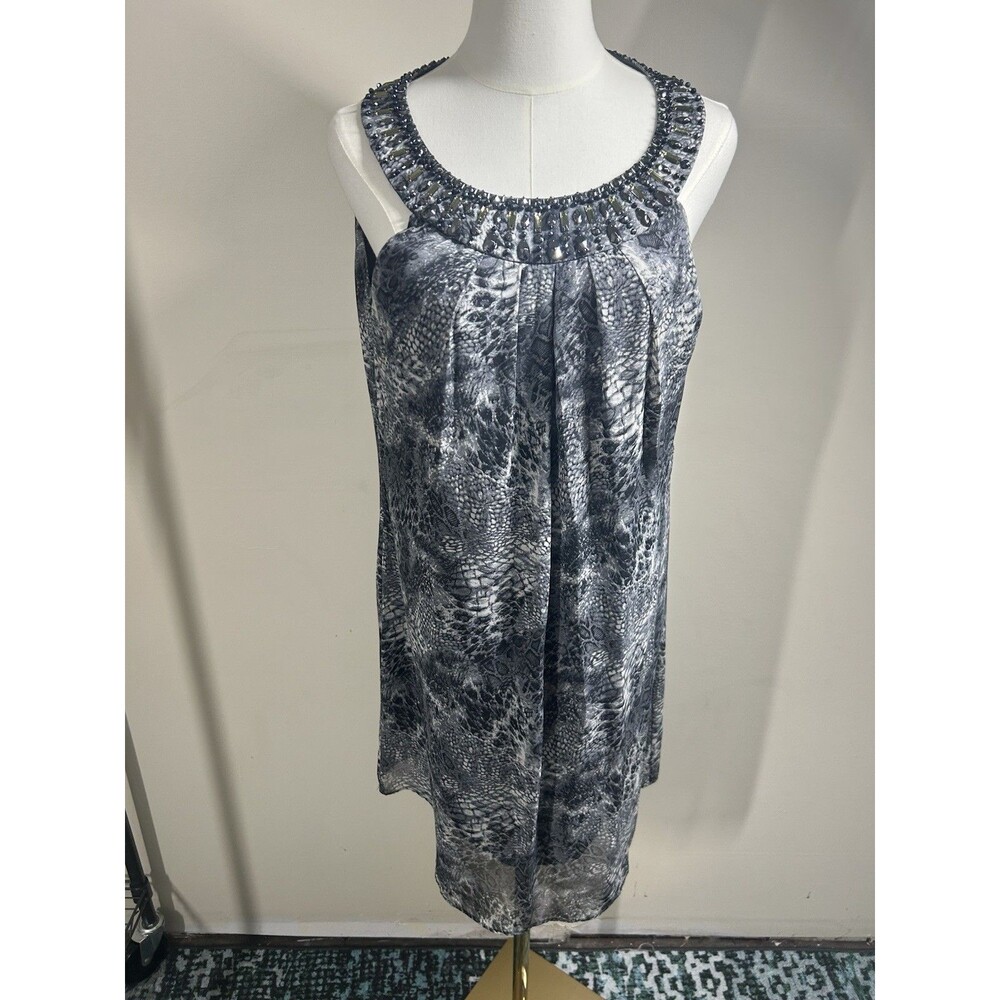 White house Black Market Tank Dress Size 10 Lined Jewel Embellished Artsy 223